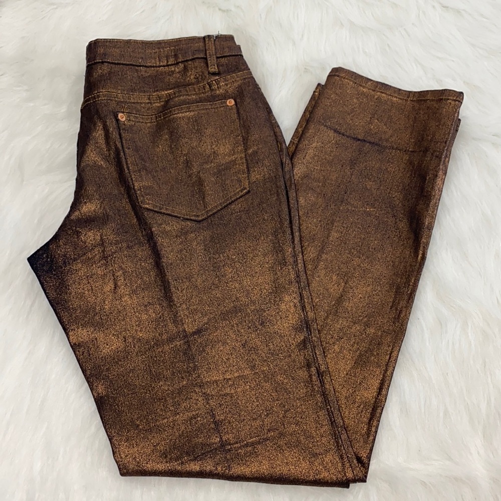 HYBRID & COMPANY METALLIC BRONZE JEANS SIZE 13 Jr
